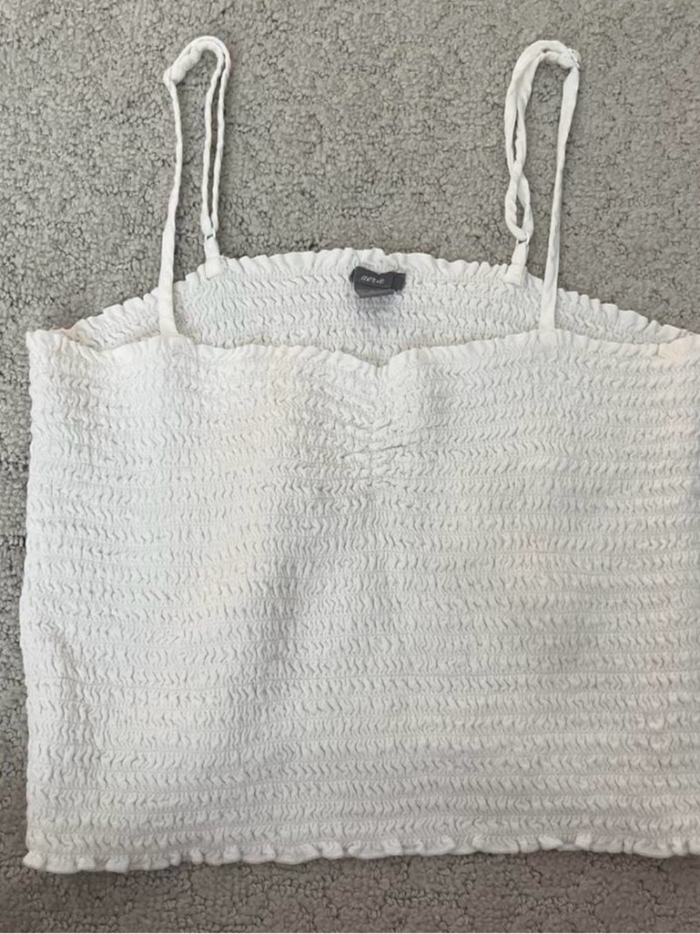 Aerie White Textured Crinkle Material Crop Top Cami Sz XS
